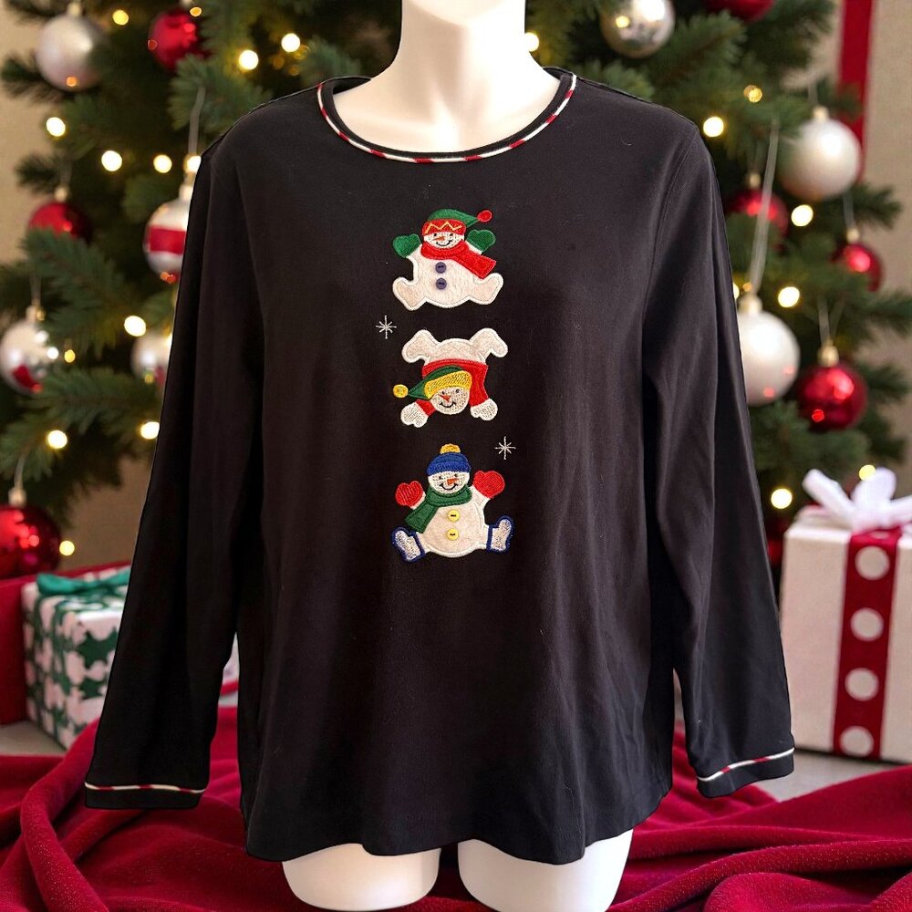 Festive Snowman Embroidered Christmas Top | Mercer Street PXL